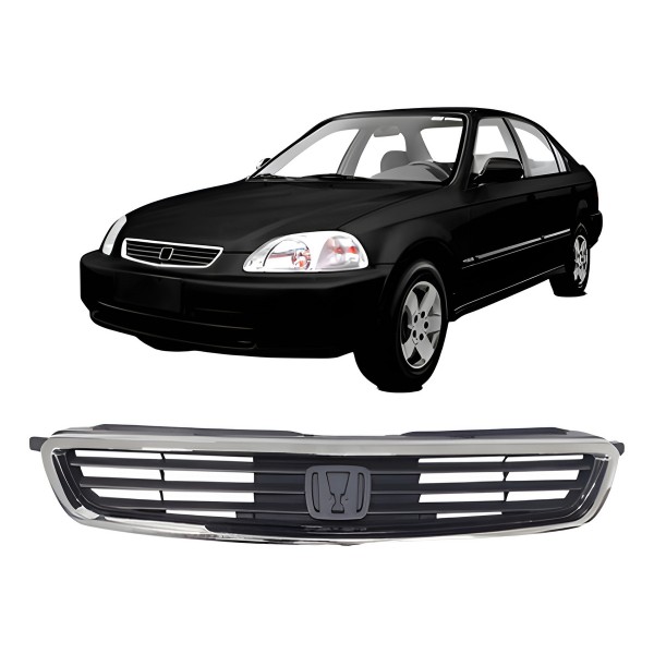 Grade Radiador Civic 1996 1997 1998 Com Moldura Cromada