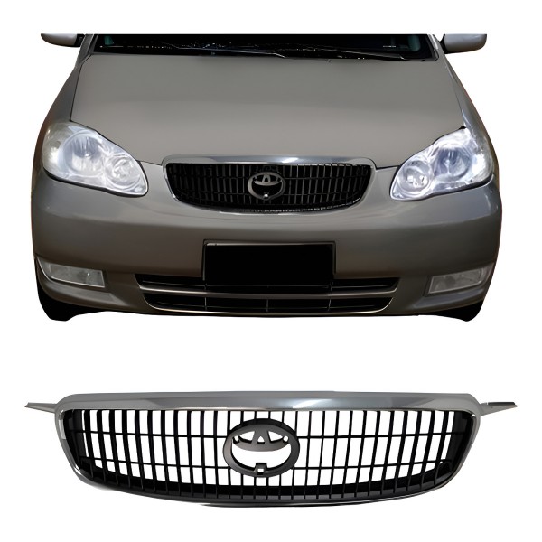 Grade Radiador Toyota Corolla Seg 2003 2004 Preto Moldura Cr - Preto