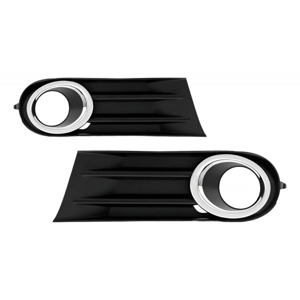 Par Moldura Farol Milha Gol G5 2010 A 2013 Com Furo Cromado Preto Ambos Os Lados