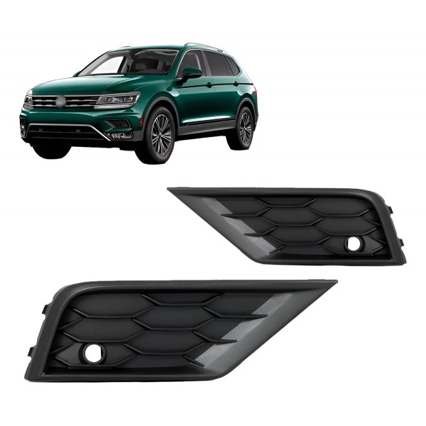 Par Moldura Milha Tiguan 2018 A 2021 Furo Sensor S/ Furo Aux Preto