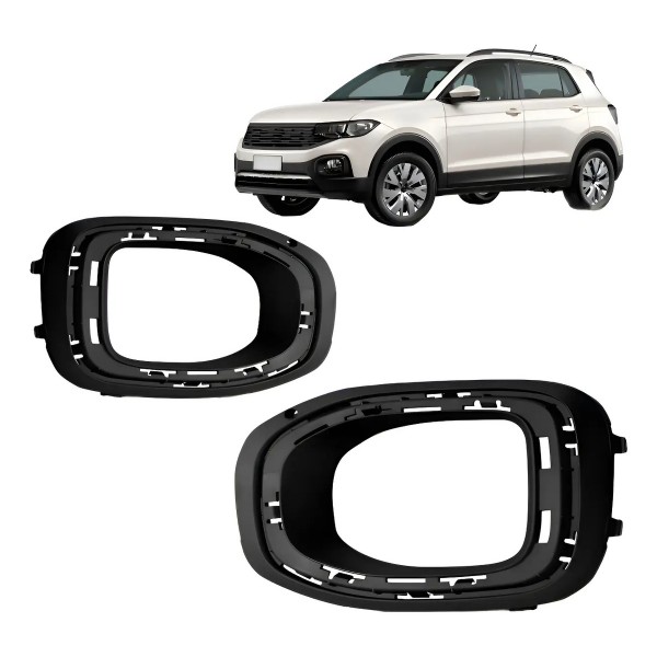 Par Moldura Milha T-cross 2019 2020 2021 2022 Com Furos Preto