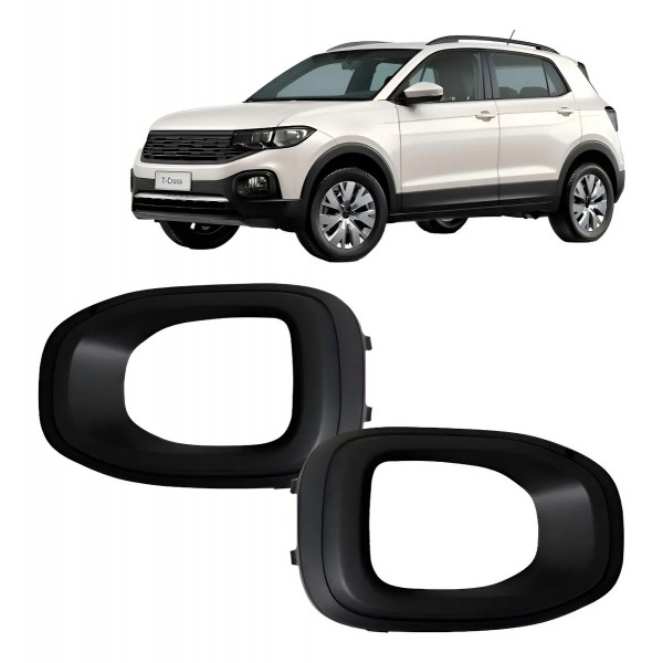 Par Moldura Milha T-cross Com Furo 2019 2020 2021 2022 Preto