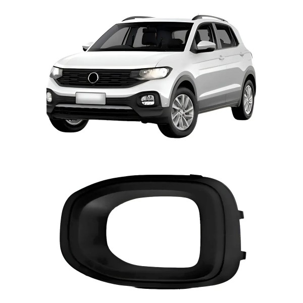 Moldura Milha T-cross 2019 A 2022 Com Furo Esquerdo Preto Esquerdo