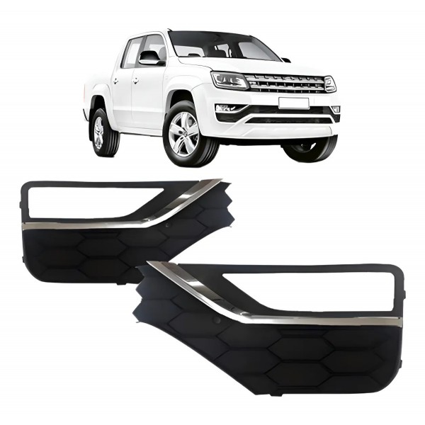 Par Moldura Milha Amarok 2017 A 2019 C/ Furo Friso Cromado Preto