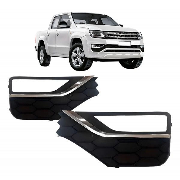 Par Moldura Milha Amarok 2017 2018 2019 Com Furo C/fri Croma Preto