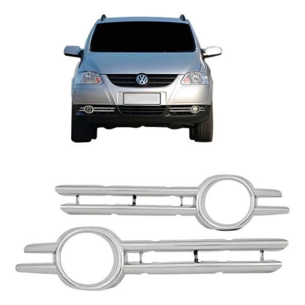 Par Moldura Cromado Do Farol De Milha Vw Fox 2007 2008