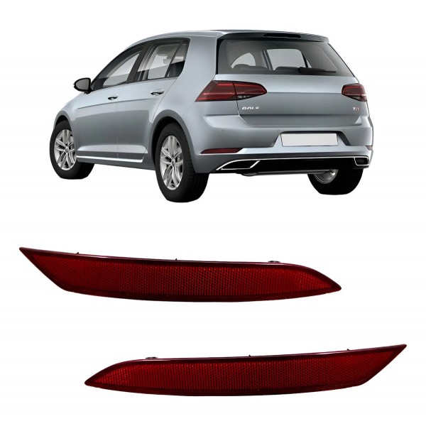 Par Refletor Parachoque Traseiro Golf 2018 A 2020 Vermelho