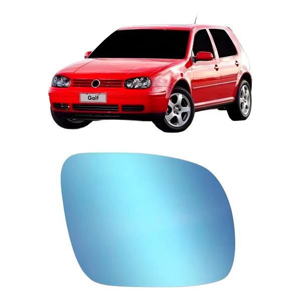 Lente Retrovisor Golf 1999 00 01 02 03 A 2006 Térmico Azul