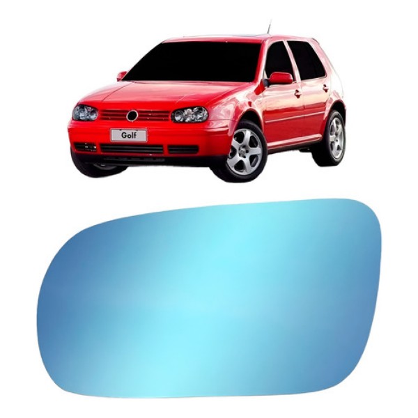 Lente Retrovisor Golf 1999 00 01 02 03 A 2006 Térmico Azul