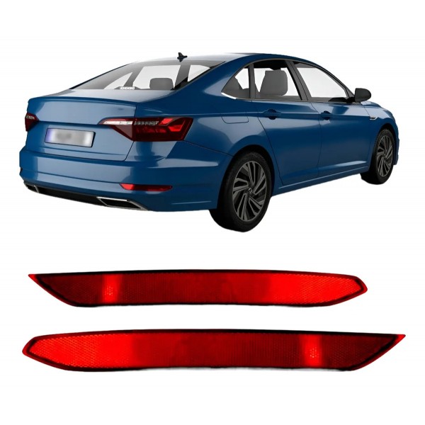 Par Refletor Parachoque Traseiro Jetta 2019 A 2020 Vermelho