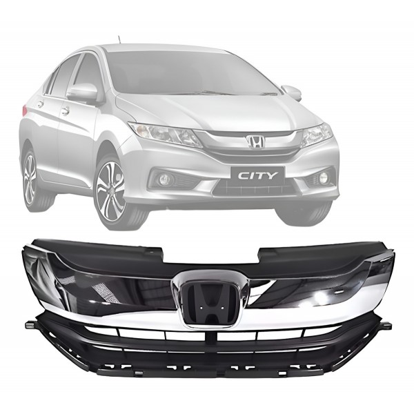 Grade Dianteira City 2014 Ate 2017 Preta Moldura Cromada