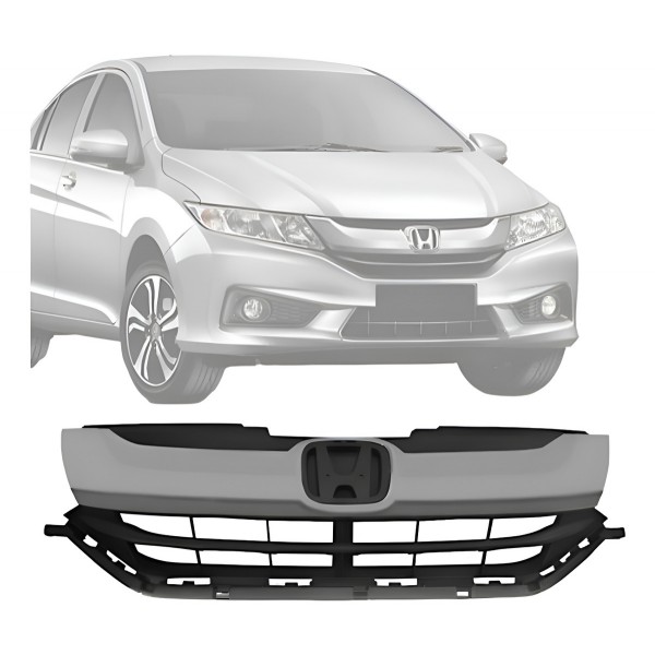 Grade Dianteira City 2014 Ate 2017 Preta Moldura Cinza
