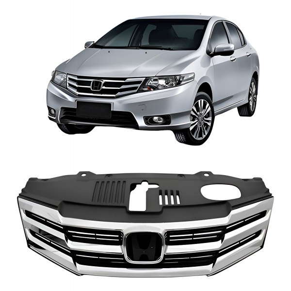 Grade Radiador City 12/14 Preta Friso Cromado S/emblema