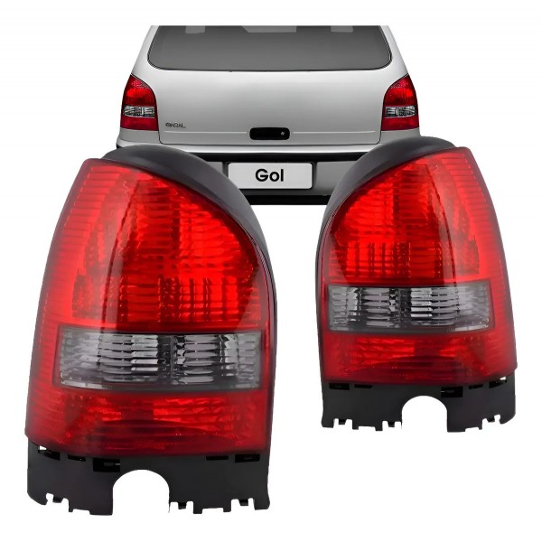 Par Lanterna Traseira Gol G3 99 00 01 02 03 Fumê Carcaça P Fumê