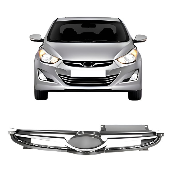 Grade Para Hyundai Elantra 15 2016 Preto Com Moldura Cromada Preto