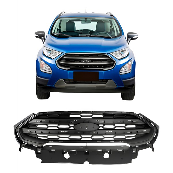 Grade Radiador Ecosport 2017 A 2019 Preto Sem Friso Preto