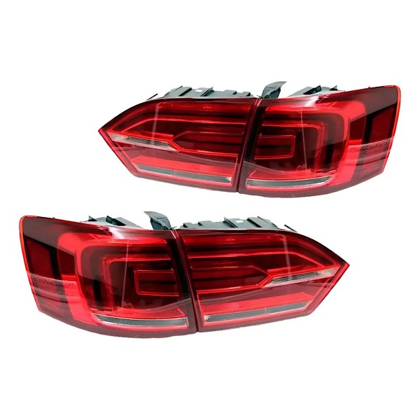 Kit Lanterna Traseira Jetta 2011 12 13 2014 Com Led 4 Peças Ambos Lados Vermelho