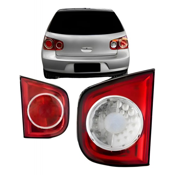 Par Lanterna Traseira Tampa Golf 2007 A 2010 Vermelha Branco Ambos Lados Vermelha E Branco