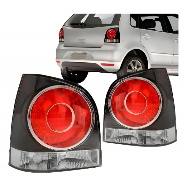 Par Lanterna Traseira Polo 2007 A 2013 Hatch Fume Ambos Lados Vermelho