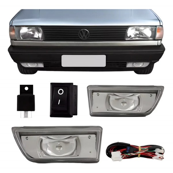 Kit Farol Auxiliar Gol Parati Saveiro Voyage Quadrado 87/97 Transparente
