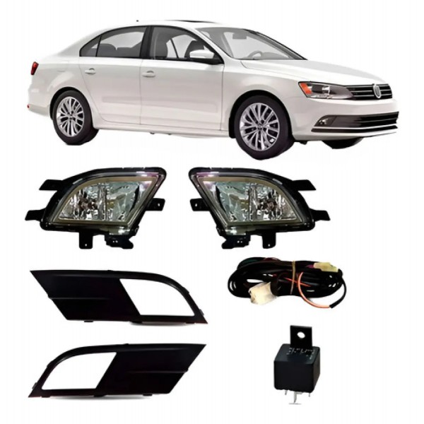 Kit Farol Milha Auxiliar Neblina Jetta 2015 À 2017 Com Grad