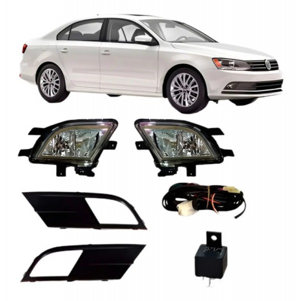 Kit Farol Milha Auxiliar Neblina Jetta 2015 À 2017 Com Grad