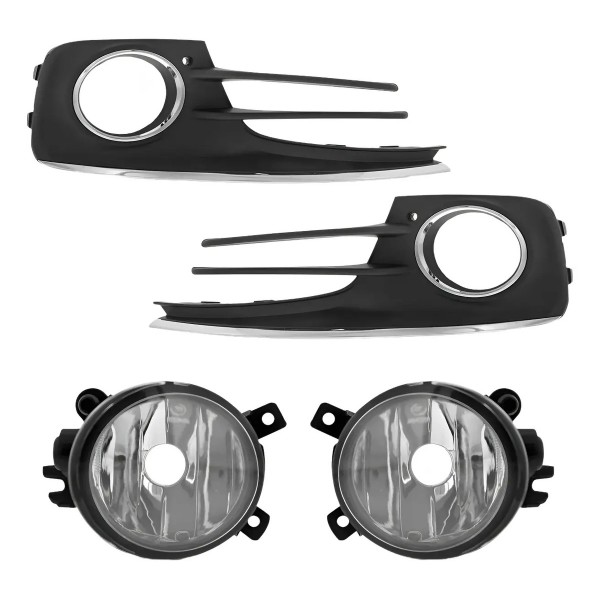 Kit Farol Neblina Milha Fox 2015 À 2018 Grade Friso Cromado Transparente