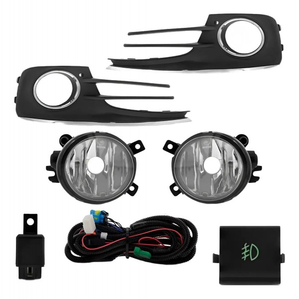 Kit Farol Neblina Milha Fox 2015 À 2018 Grade Friso Cromado Transparente