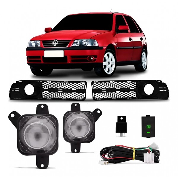 Kit Farol Auxiliar Gol Parati Saveiro G3 1999 À 2003 Fase 2 Transparente