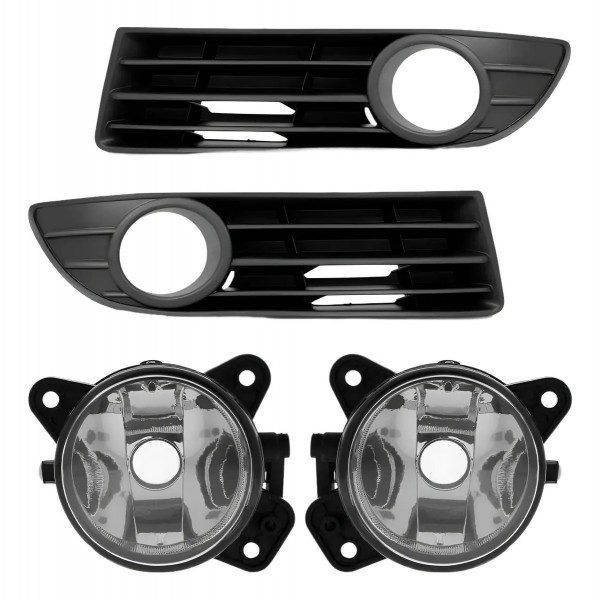 Kit Farol Neblina Milha Polo 2007 À 2011 Grade Aro Preto Transparente