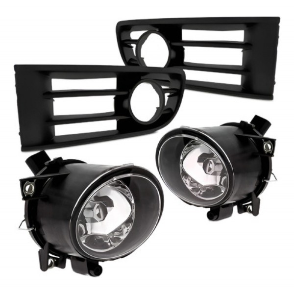 Kit Farol Milha Auxiliar Neblina Polo 2003 À 2006 Com Grade