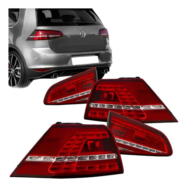 Jogo Lanternas Traseiras Golf Gti Mk7 2014 A 2020 Com Led Ambos Lados Vermelho