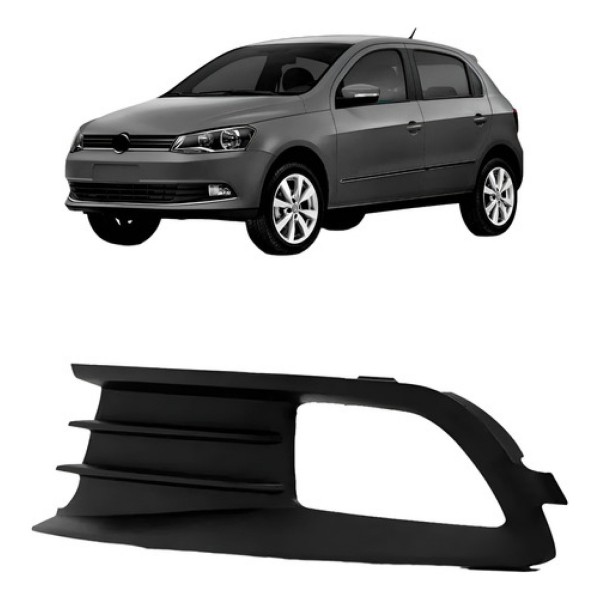 Moldura Grade Milha Vw Gol 2013 A 2016 Preto C/ Furo