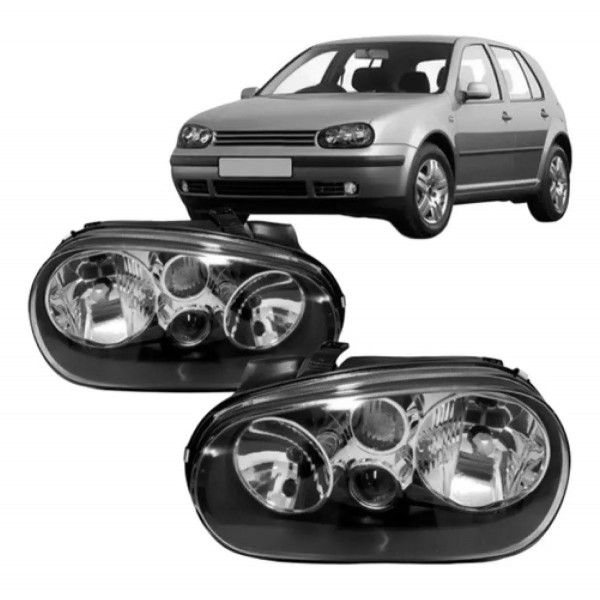 Par Farol Dianteiro Golf 1999 A 2006 Máscara Negra S/ Aux.