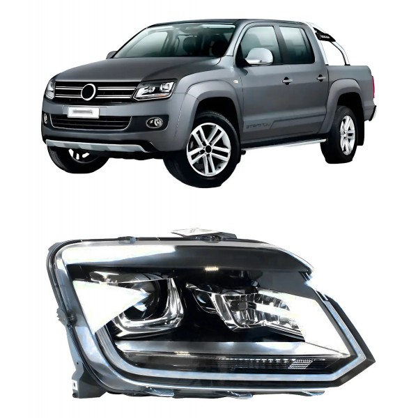 Farol Elétrico Vw Amarok 2017 A 2023 Led Com Motor