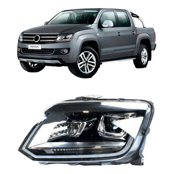Farol Elétrico Vw Amarok 2017 A 2023 Led Com Motor