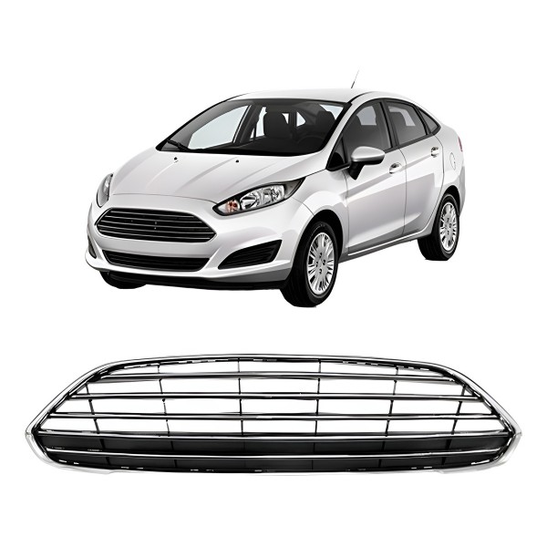 Grade Radiador Fiesta 2013 A 2016 Sedan Cinza Moldura Cromad