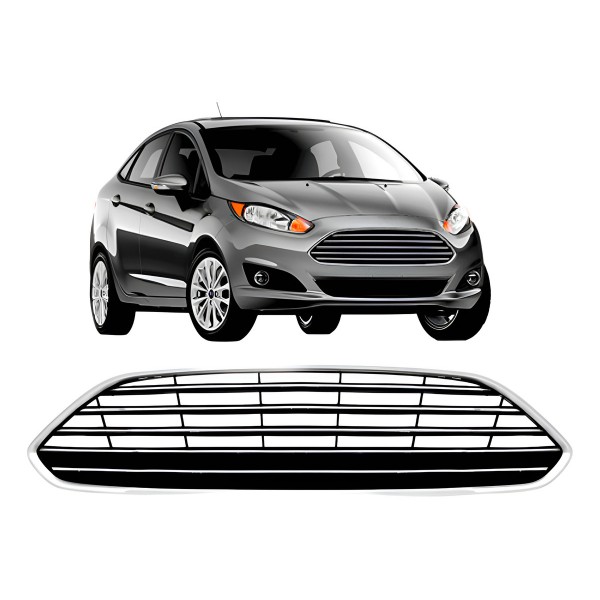 Grade Radiador New Fiesta 2013 A 2016 Preto C/ Friso Cromado