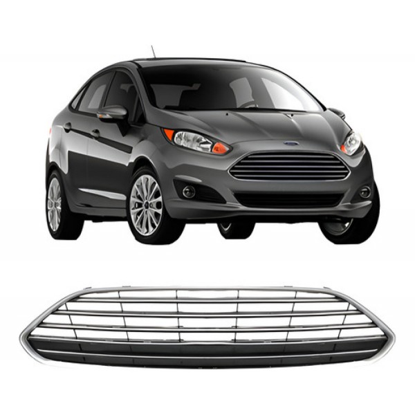 Grade Radiador New Fiesta 2013 A 2015 C/ Friso Cinza Escuro