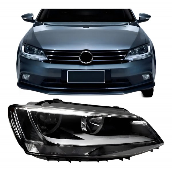 Farol Jetta 2016 2017 2018 Manual Negro Com Led Direito Direito/passageiro