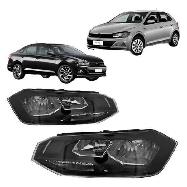 Par Farol Vw Polo / Virtus 2018 A 2019 Manual Friso Preto