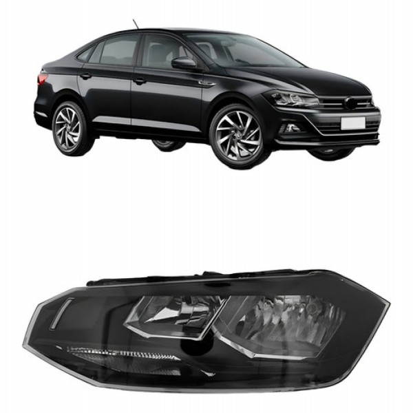 Farol Vw Virtus 2018 A 2019 Manual Friso Preto