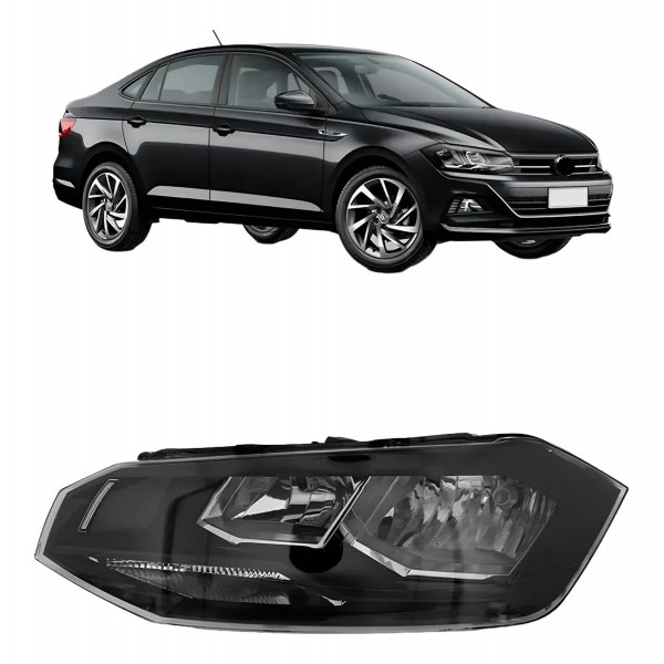 Farol Vw Virtus 2018 A 2019 Manual Friso Preto