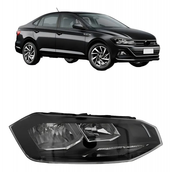 Farol Vw Virtus 2018 A 2019 Manual Friso Preto