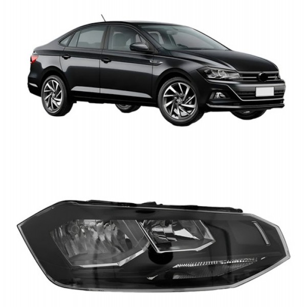 Farol Vw Virtus 2018 A 2019 Manual Friso Preto
