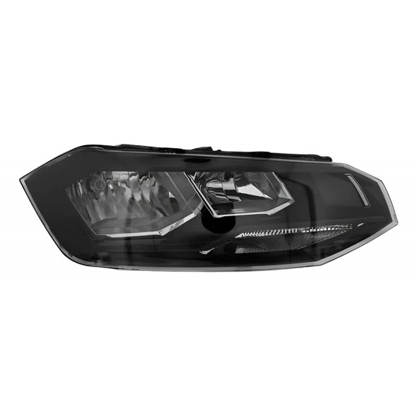 Farol Dianteiro Vw Polo 2018 A 2019 Manual Friso Preto