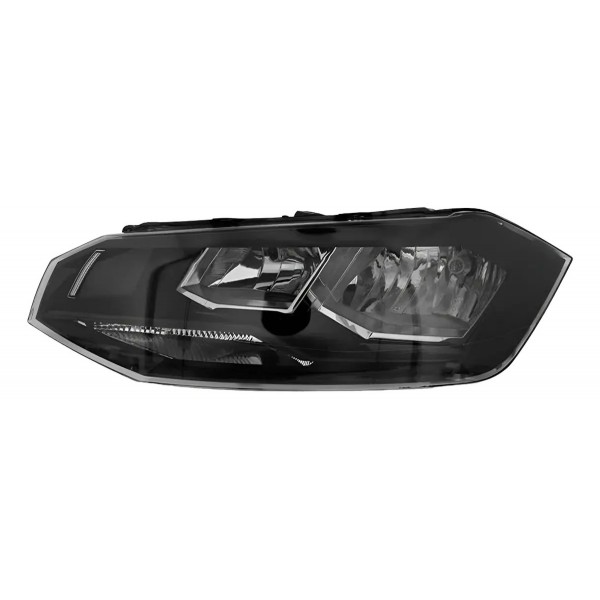 Farol Dianteiro Vw Polo 2018 A 2019 Manual Friso Preto