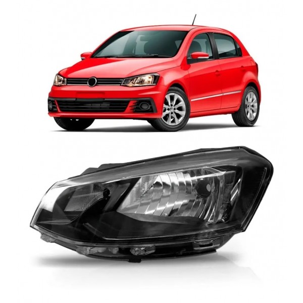 Farol Gol G7 2016 A 2018 Manual Foco Simples Friso Preto