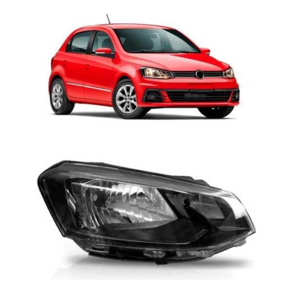 Farol Gol G7 2016 A 2018 Manual Foco Simples Friso Preto