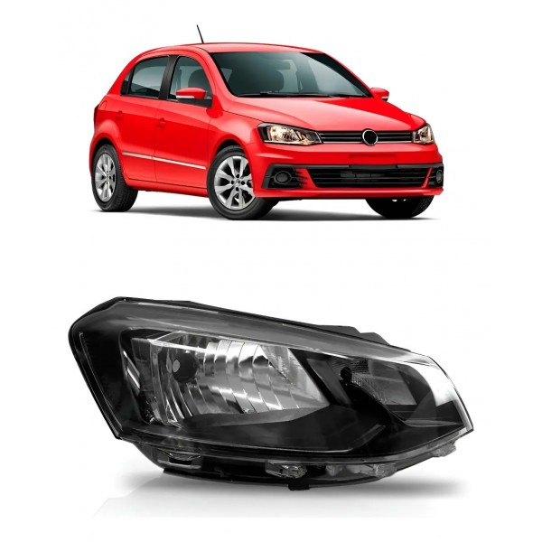 Farol Gol G7 2016 A 2018 Manual Foco Simples Friso Preto